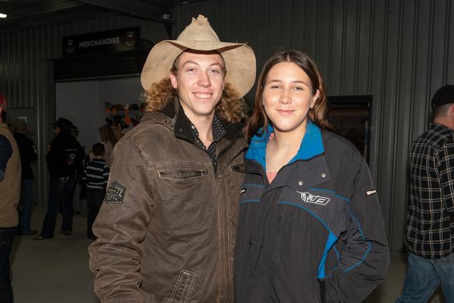 Mitchell Cheetham and Keely Geltch from Mackay at the PBR Bull Pit Bull Bash at Dittmann Bucking Bulls in Bloomsbury. August 27, 2022. Picture: Michaela Harlow