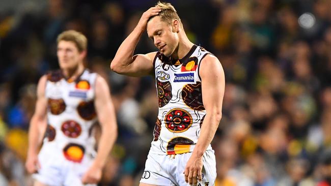 Sam Mitchell and Ben McEvoy after the loss to West Coast.