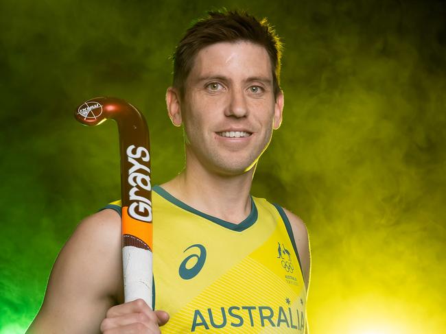 PERTH, AUSTRALIA - JUNE 14: Eddie Ockenden poses during the media opportunity for the announcement of the Australian field hockey team for the Tokyo Olympic Games at WAIS on June 14, 2021 in Perth, Australia. (Photo by Paul Kane/Getty Images)