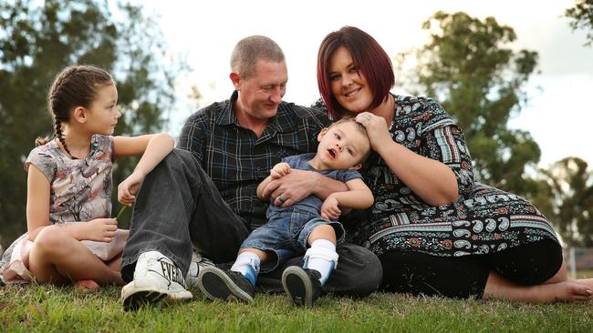 Bobby with his sister Olivia and parents Barry and Elise Webber. Picture: Sam Ruttyn