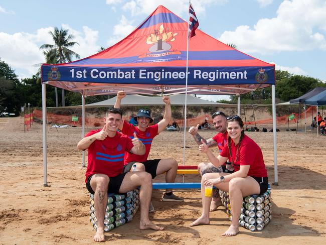 Kristy grant, Justin Webb, Jake Gilroy, Jacob Anderson at the Darwin Beer Can Regatta at Mindil Beach, 2024. Picture: Pema Tamang Pakhrin