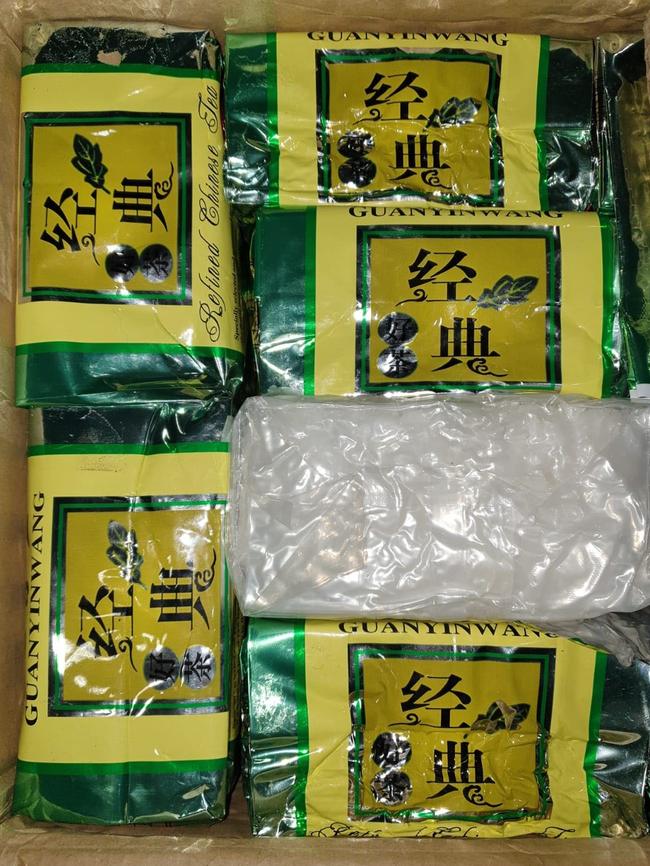 The drugs were contained in 1kg blocks filled with white crystalline substance.