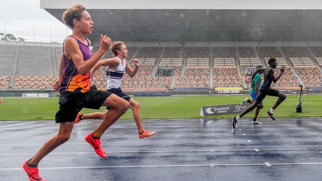 Action from the Queensland Athletics track and field championships at QSAC on Saturday March 15, 2025. Picture: Stephen Archer.
