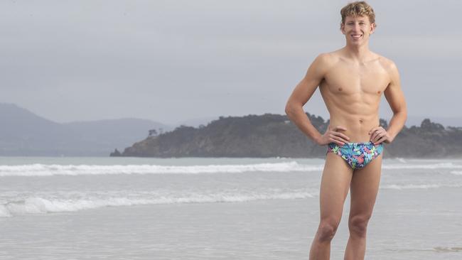 Tasmanian Swimmer Max Giuliani, at Carlton Park who has his sights set on the Paris Olympics. Picture: Chris Kidd