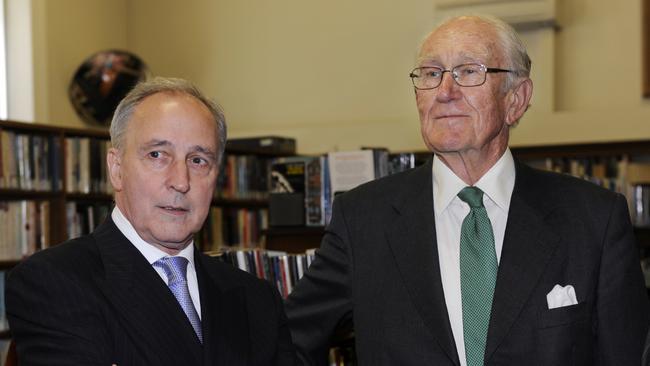 Former prime ministers Paul Keating and Malcolm Fraser.