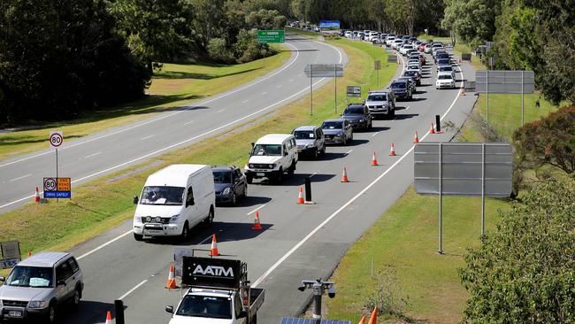 Queensland Border Crossing on the Gold Coast Hwy at Coolangatta. Picture: Scott Powick