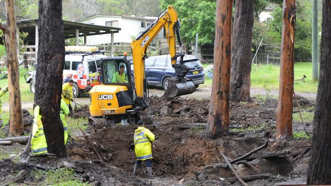 Police search for William Tyrrell’s remains in scrub off Batar Creek Road, less than 1km from where the four-year-old went missing at Kendall. Picture: Trevor Veale​