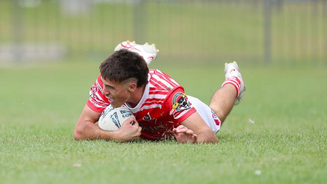 Toby Rumble scores a try in the Laurie Daley SLE Cup Grand Final. Picture: Sue Graham