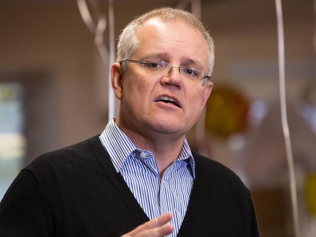 Prime Minister Scott Morrison speaks to the media during a press conference at the Carss Park Narani Child Care Centre in Sydney.