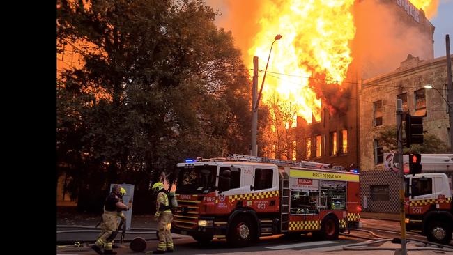 A huge fire broke out near Central Station just ahead of peak hour. Picture: Nathan Schmidt/ NCA NewsWire