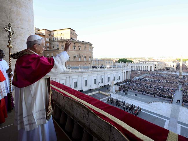 He will then recite the Regina Coeli prayer at St. Peter’s Basilica — from the same balcony where he was revealed to the world — at midday (8pm AEST) on Sunday. Picture: AFP