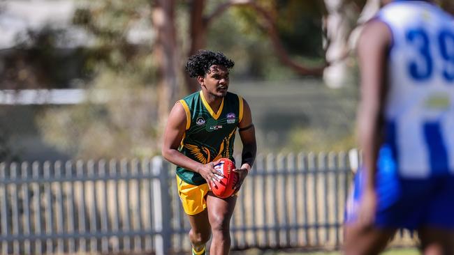 Consistent on-baller Kane Sevallos was Pioneer’s best with his ability to read the game. Picture: AFLNT Media