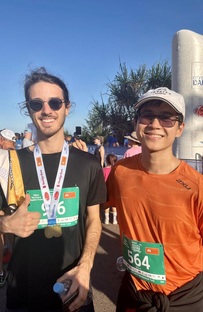 (L-R) James Shaunessy and Alex Cao took part in the NT City2Surf on Sunday.