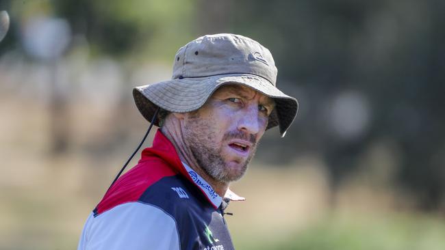 Reds coach Brad Thorn in action during training with the Queensland Reds at Ballymore, Brisbane, Tuesday, January 23, 2018. (AAP Image/Glenn Hunt) NO ARCHIVING