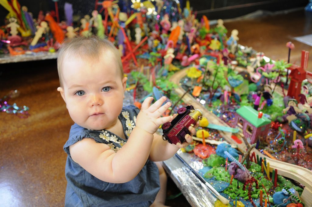 Rachael Edwards enjoys Play Dough Land at TheGRID in Ruthven St, Toowoomba. Picture: Bev Lacey