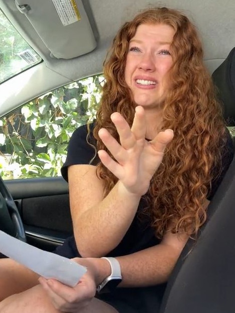 Imogen Blow broke down in her car. Picture: TikTok/@imogenblow