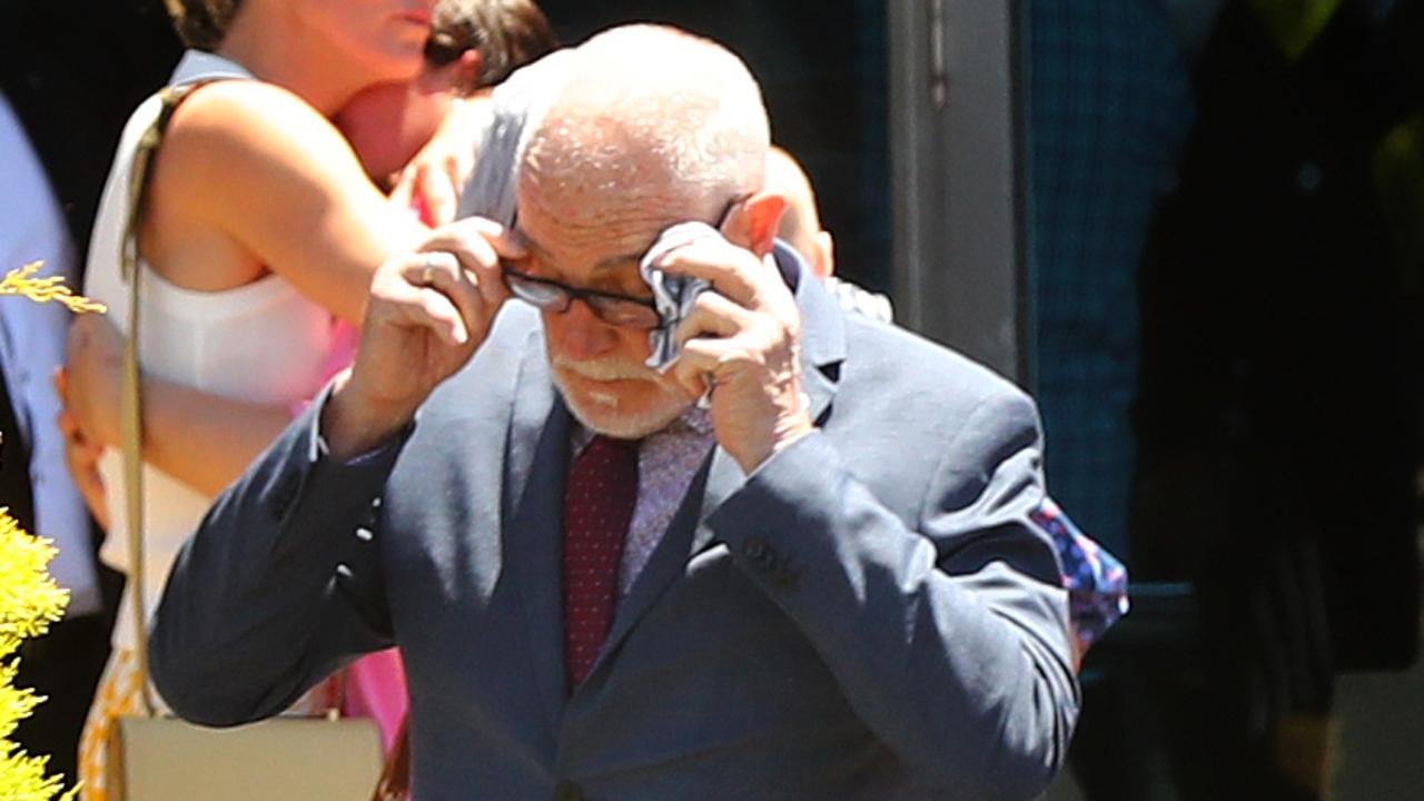 Ray Card at the funeral of his partner Mandy McDonald.