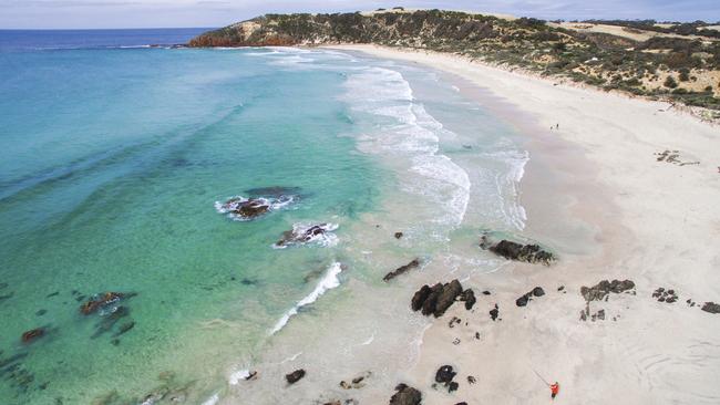 One of the SATC’s images of South Australia: Snelling Beach on Kangaroo Island.