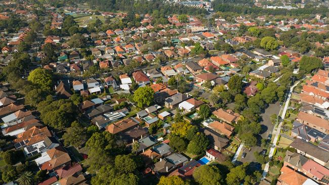 SYDNEY, AUSTRALIA - NewsWire Photos SEPTEMBER 14 2023. Generic housing & real estate house generics. Pic shows aerial view of suburban rooftops in Summer Hill, taken by drone. Picture: NCA NewsWire / Max Mason-Hubers