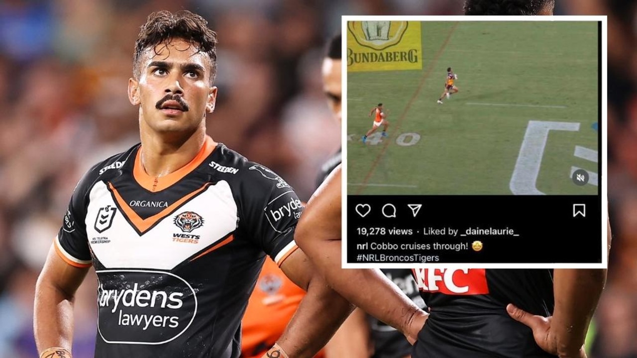 Daine Laurie has been caught out liking a social media post about the Broncos try. Pic: Getty