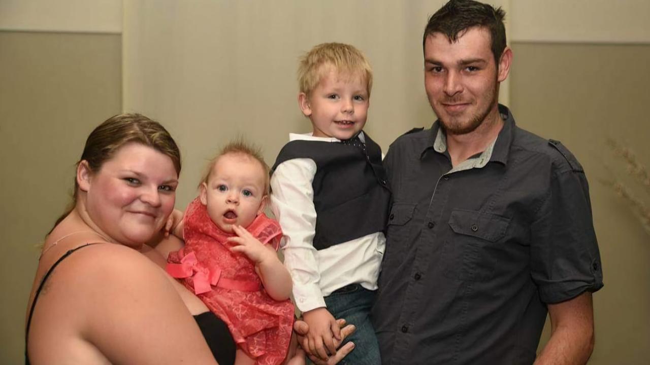 Brendyn Christ, who was killed in a tragic motorbike crash at Brassall on August 11, with his ex-partner and two children.