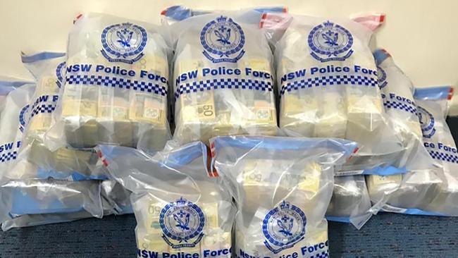 $2.75m seized from a truck driver who was allegedly running a drug corridor between Adelaide Sydney. Picture: NSW Police