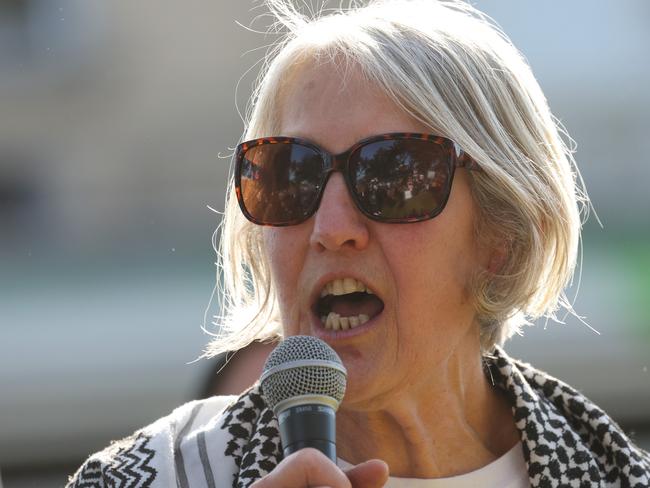 Pro-Palestinian protest on the corner of Sydney Road and Bell Street Coburg. Meri Bek Councillor Sue Bolton. Picture: Jason Edwards