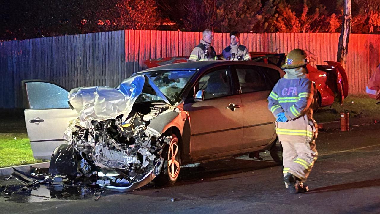 Two car collision on Barwarre Rd Marshall on July 17, 2024. Picture: Brad Fleet