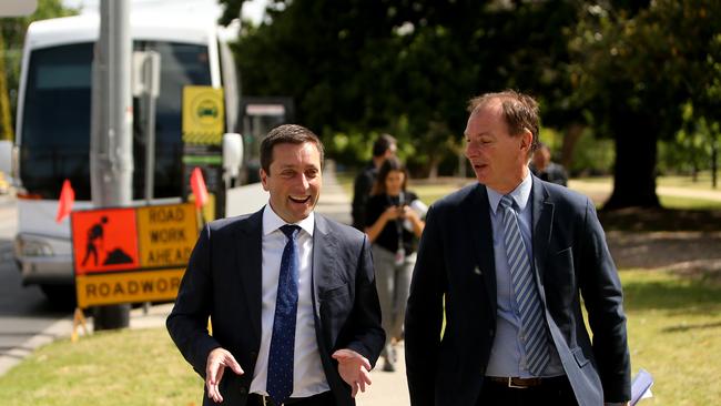 15/11/2018: Victorian Liberal Leader Matthew Guy visits businesses in Caulfield with MP David Southwick in the lead up to the State Election. Stuart McEvoy/The Australian.