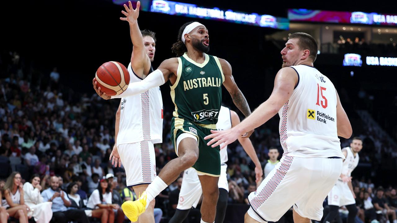 Patty Mills cutting Serbia apart. Photo by Christopher Pike/Getty Images.