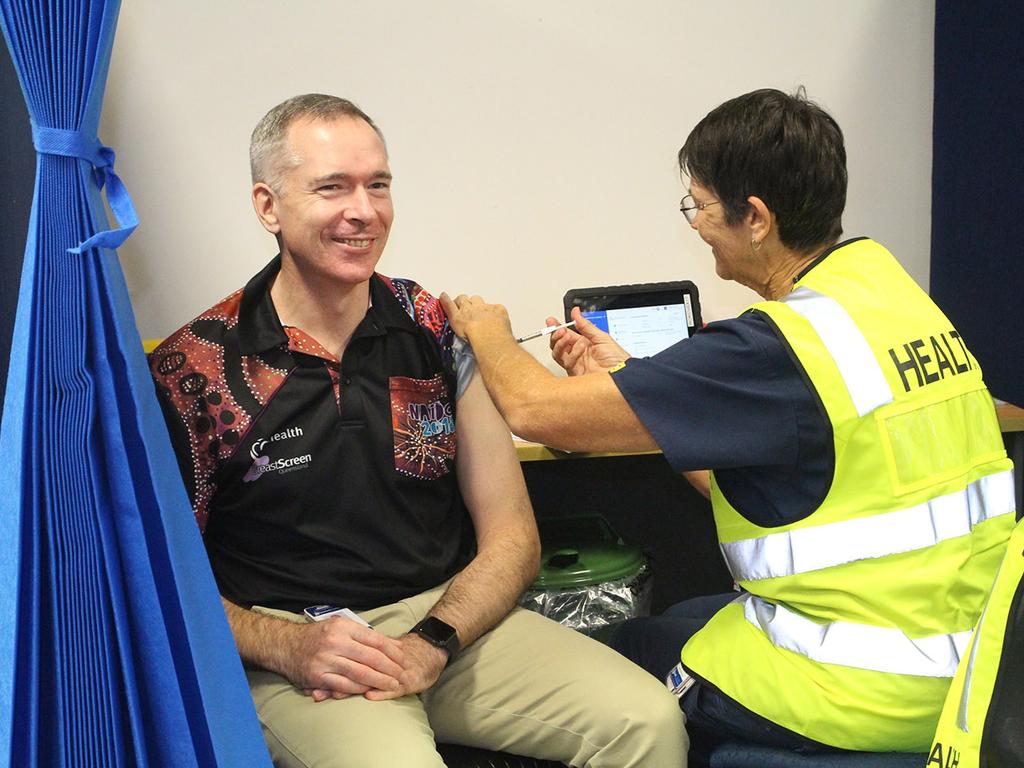 CQ Health Chief Executive Steve Williamson being vaccinated.