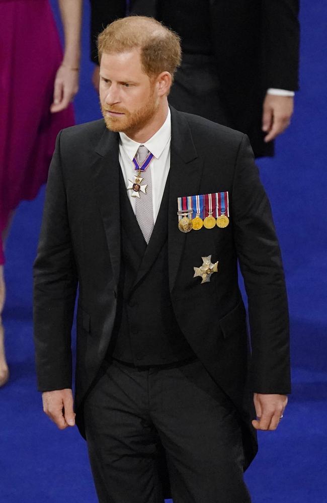 Prince Harry did not wear his military uniform to the coronation. Picture: Andrew Matthews/ WPA Pool/Getty Images