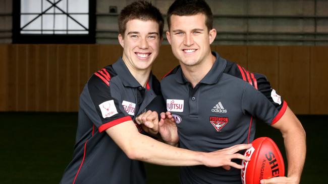 Zach and Jackson Merrett are from a tight-knit Cobden family, and ended up getting drafted to the same club. Picture: Wayne Ludbey