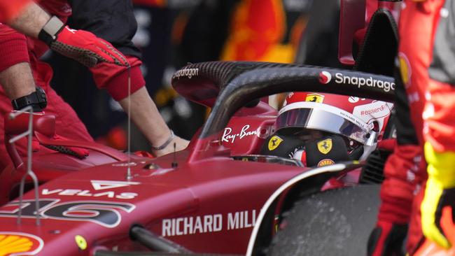 Leclerc emotionally reacted to losing the lead. Picture: Manu Fernandez / Pool / AFP.