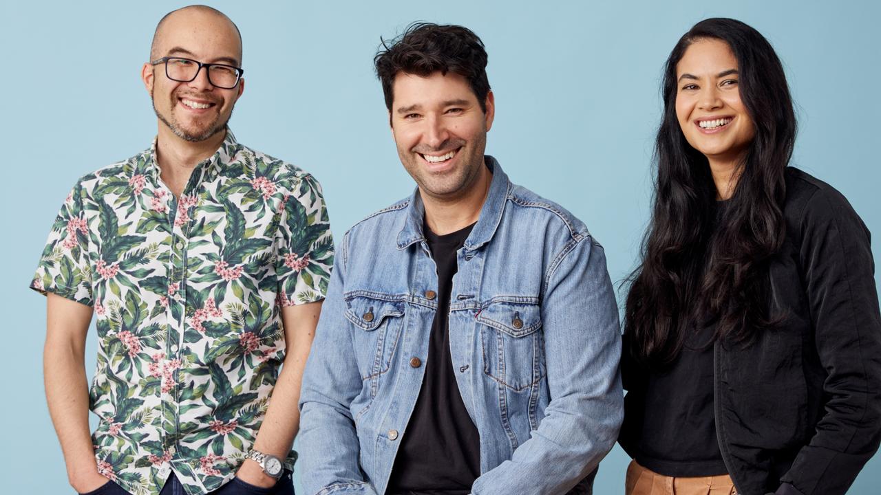 Canva co-founders Cameron Adams, Cliff Obrecht and Melanie Perkins.