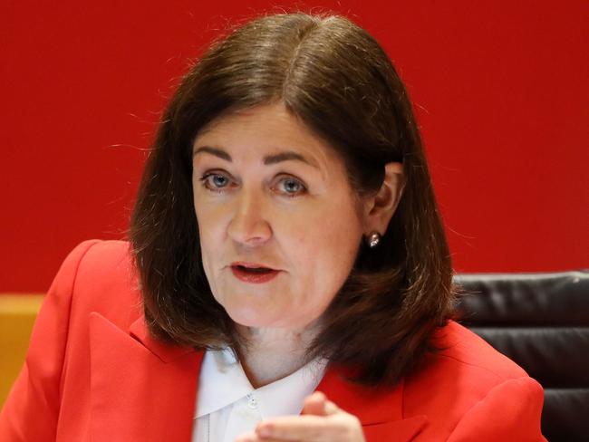 Senator Sarah Henderson Shadow Minister for Education, Liberal Senator for Victoria speaking at a public senate hearing for Overseas Students Amendment (Quality and Integrity) Bill 2024 (Provisions) on Education Services.Jane Dempster/The Australian.