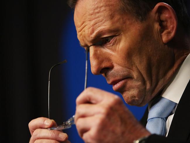 Prime Minister Tony Abbott defended his record at a speech to reporters at the National Press Club yesterday. Picture: Stefan Postles/Getty Images