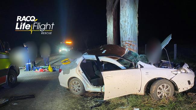 The scene of the crash at Wolvi, in the Gympie region. Picture: RACQ Lifeflight