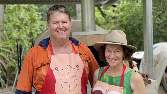 Dallas and Glenda Campbell enjoying Christmas Day at Dundee Beach, 2022. Picture: Annabel Bowles