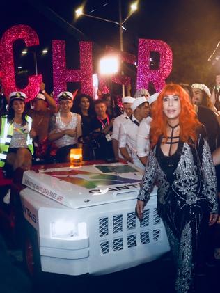 Cher arrives at the Sydney Mardi Gras. Picture: QANTAS.