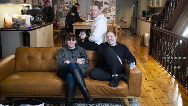 SASY students Pagan Goodwin, 22 Ash Krause, 17 and Tiffany Borlase, 16 at the Chesser Street school. Picture Mark Brake