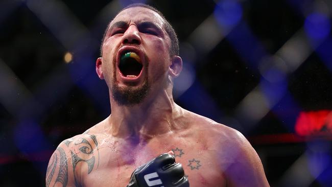 Robert Whittaker takes on Israel Adesanya in Melbourne next Sunday. Picture: AFP