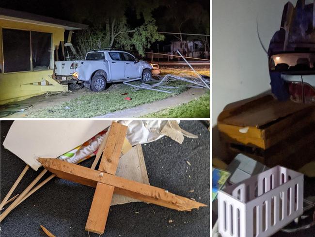 ‘Like a warzone’: Terrifying moment ute ploughs into little girl’s play area