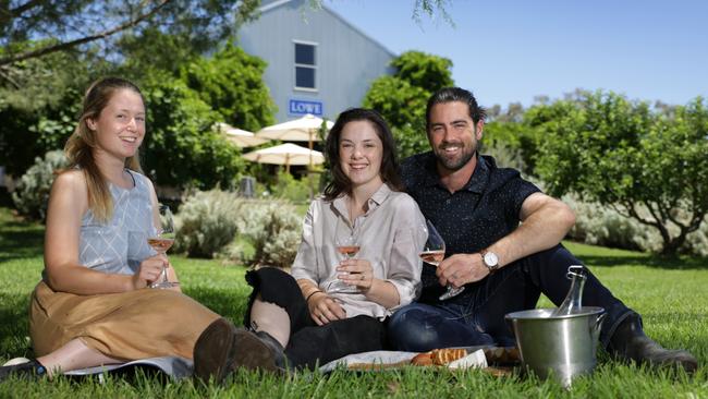 Laura Puddy, Emma Baker and Tristan Clark at Lowe Wines.