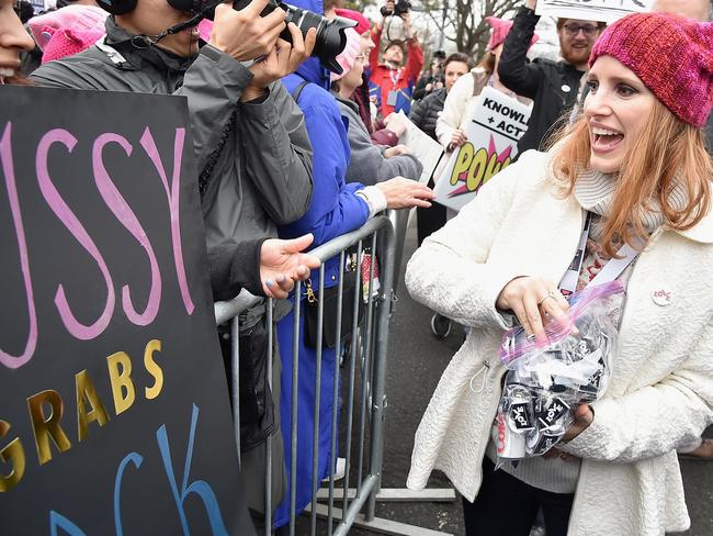 Jessica Chastain attends the Women's March on Washington. Picture: Theo Wargo/Getty Images/AFP