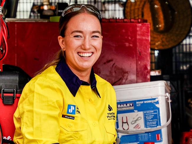 CAREERS: Master Plumbers 3rd year plumbing apprentice Jaimee O'Sullivan working on site for Jordan Plumbing. Picture: Supplied/Mike Burton