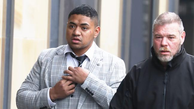 Manase Fainu arrives at Parramatta Court. Picture: John Grainger