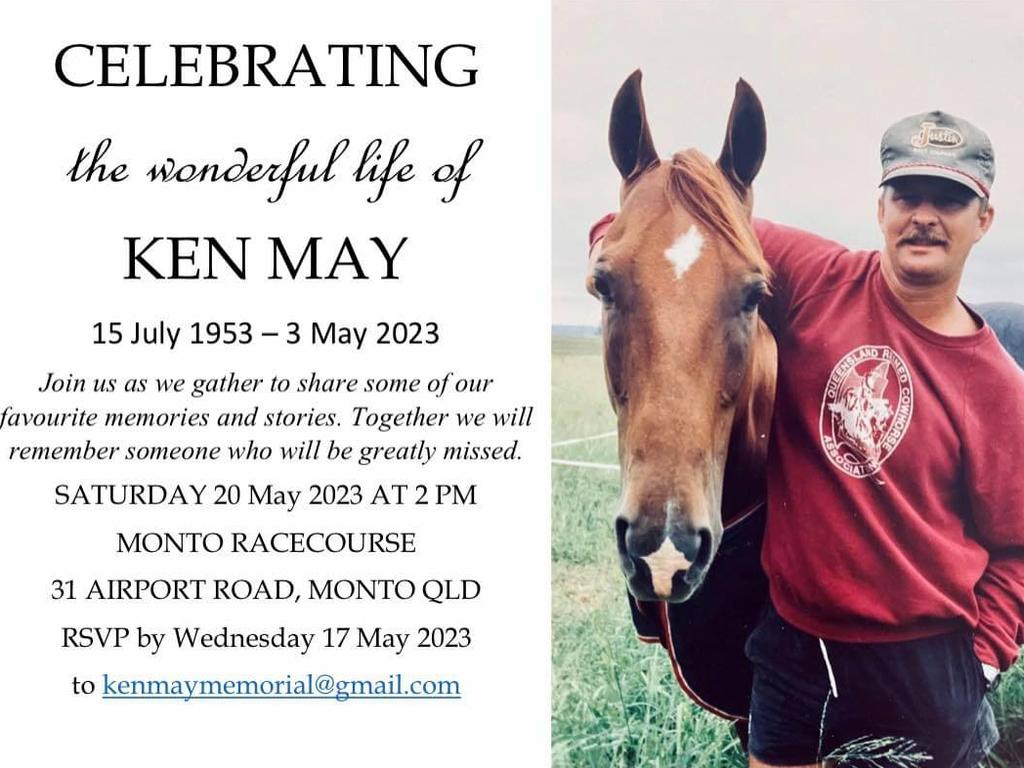 The official notice for Mr May’s memorial event.