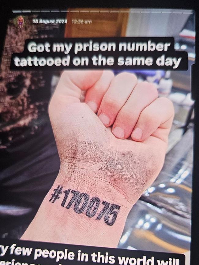 Mike Sanchez’s wrist tattoo with his prison number.