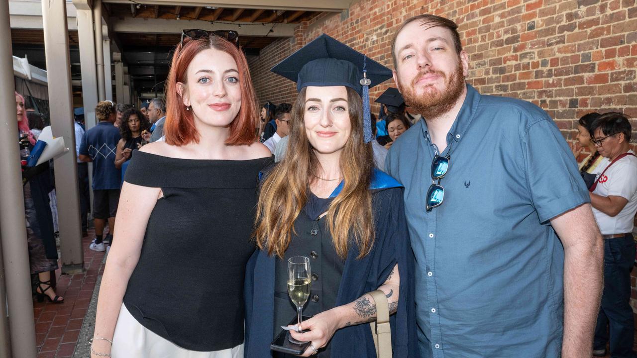 Jess Arnott, Caitlin Arnott and Matt Arnott at Deakin University’s environmental science graduation. Picture: Brad Fleet